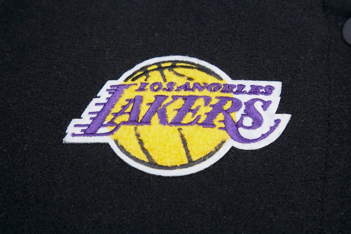 NBA LOS ANGELES LAKERS CLASSIC WOOL WOMEN'S VARSITY JACKET (BLACK/WHITE) - Image 5