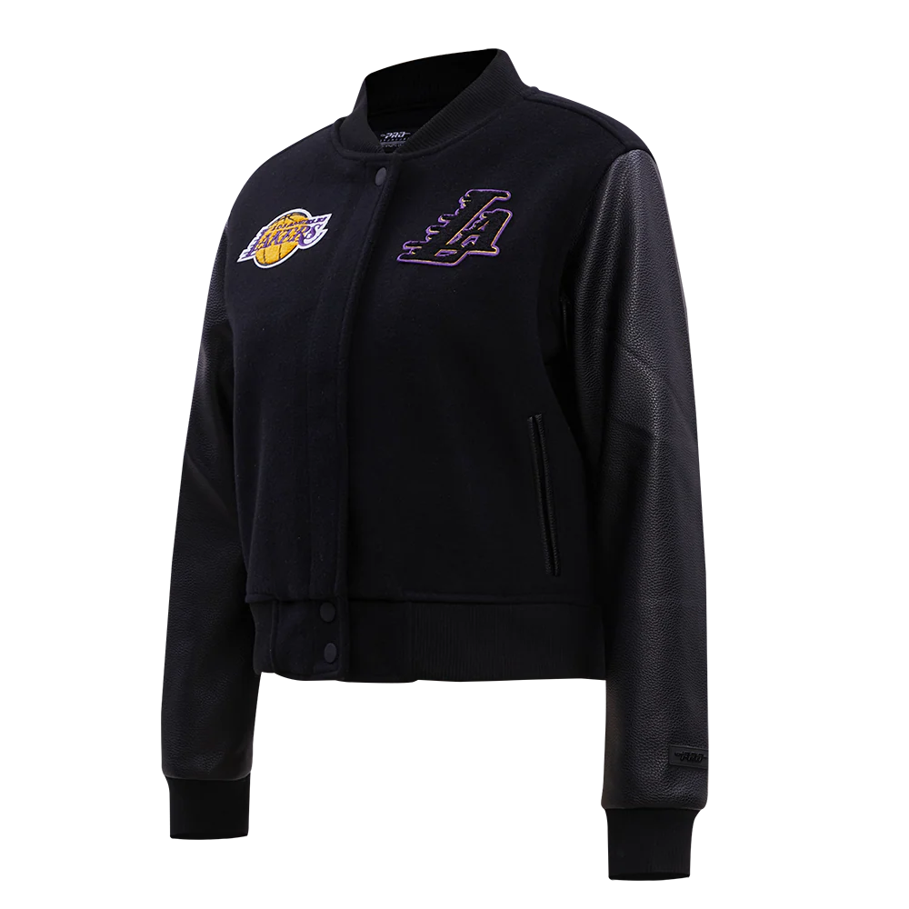 NBA LOS ANGELES LAKERS CLASSIC WOOL WOMEN'S VARSITY JACKET (JET BLACK) - Image 2