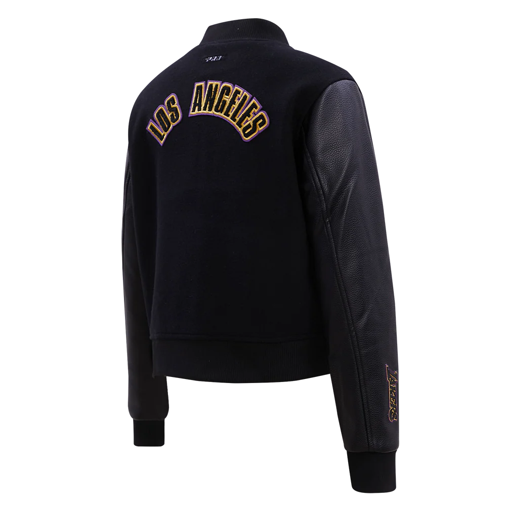 NBA LOS ANGELES LAKERS CLASSIC WOOL WOMEN'S VARSITY JACKET (JET BLACK) - Image 3