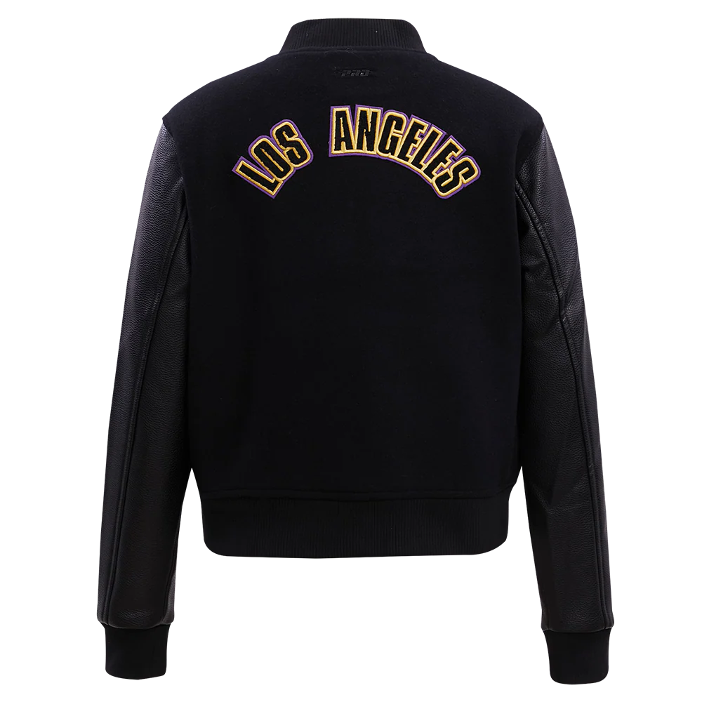 NBA LOS ANGELES LAKERS CLASSIC WOOL WOMEN'S VARSITY JACKET (JET BLACK) - Image 4