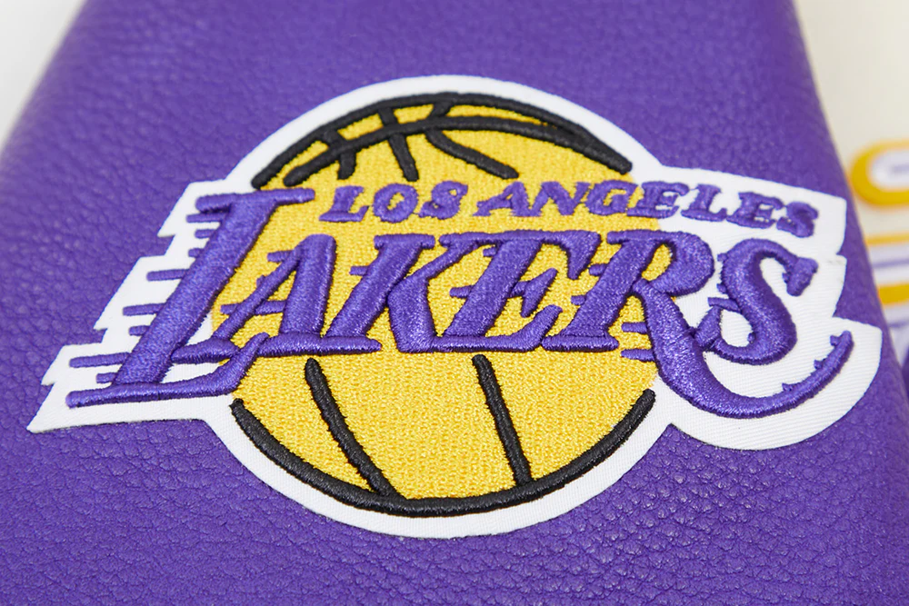 NBA LOS ANGELES LAKERS RETRO CLASSIC WOMEN'S RIB WOOL VARSITY JACKET (EGGSHELL/ PURPLE) - Image 8