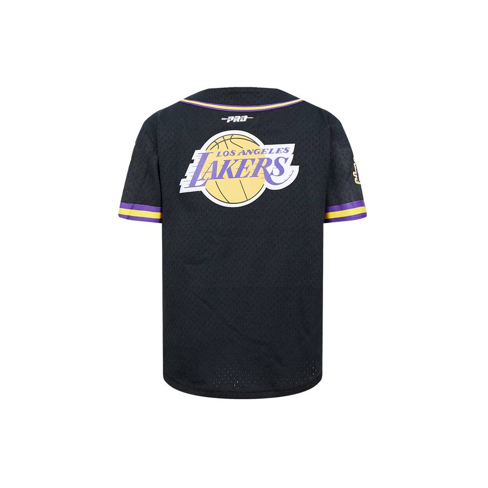 NBA LOS ANGELES LAKERS CLASSIC LITTLE BOYS MESH BUTTON DOWN SHIRT (BLACK/PURPLE) - Image 3