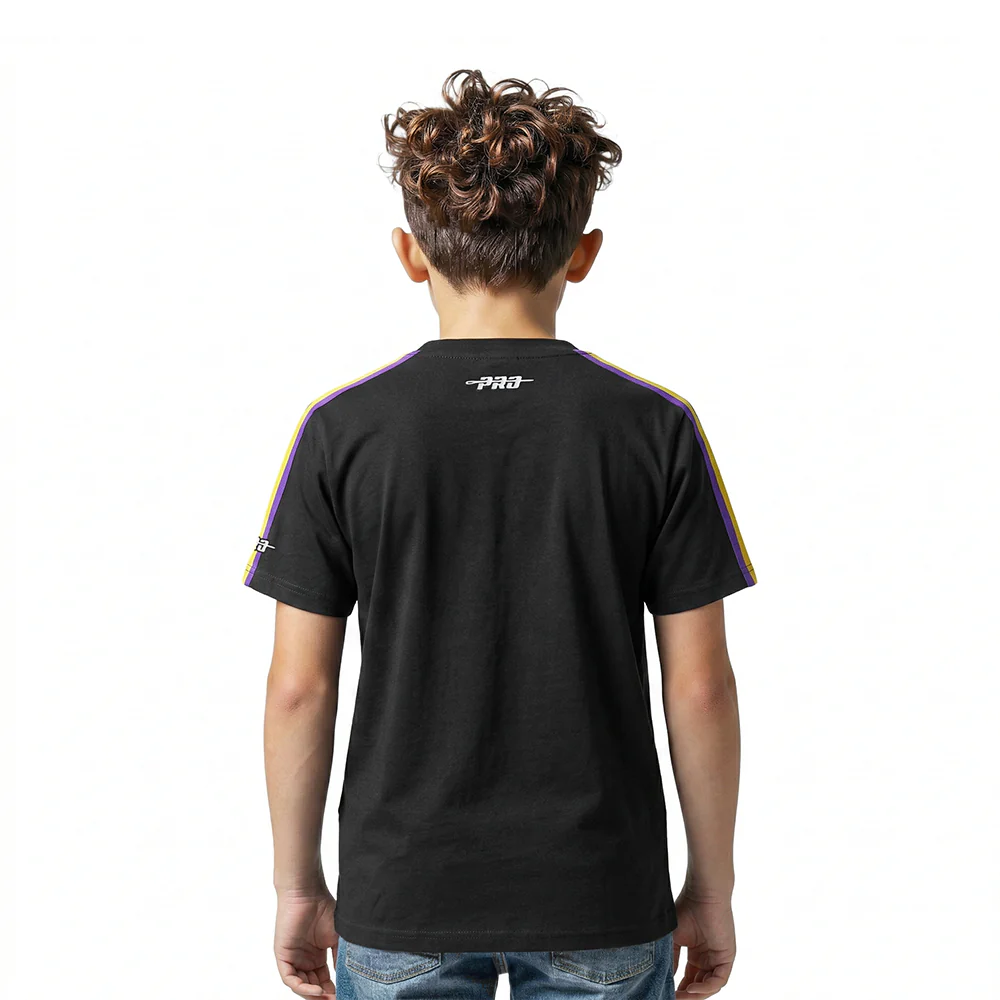 NBA LOS ANGELES LAKERS RETRO CLASSIC LITTLE BOYS SHORT SLEEVE TAPING TEE (BLACK/PURPLE) - Image 2