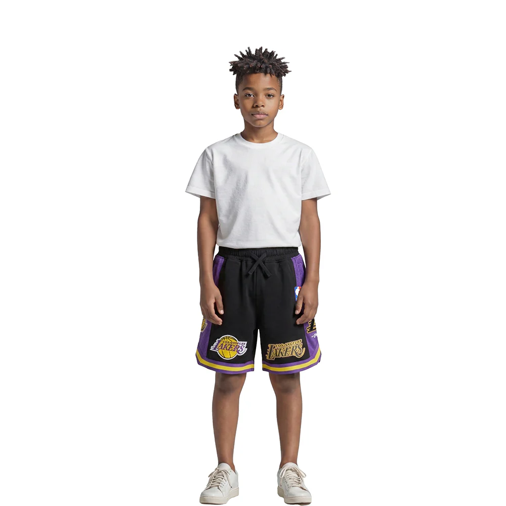 NBA LOS ANGELES LAKERS RETRO CLASSIC LITTLE BOYS FLEECE 2.0 SHORT (BLACK/PURPLE) - Image 3