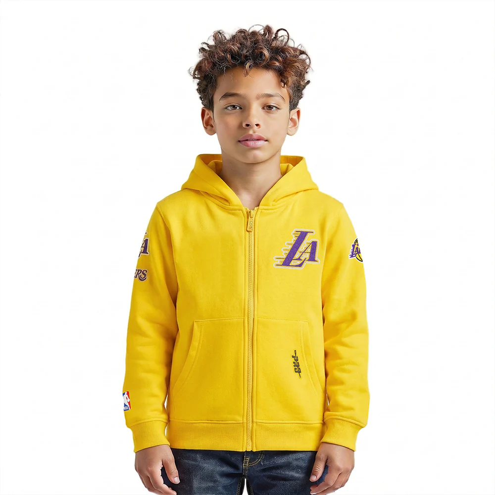 NBA LOS ANGELES LAKERS CLASSIC LITTLE BOYS FLEECE FULL ZIP HOODIE (YELLOW)