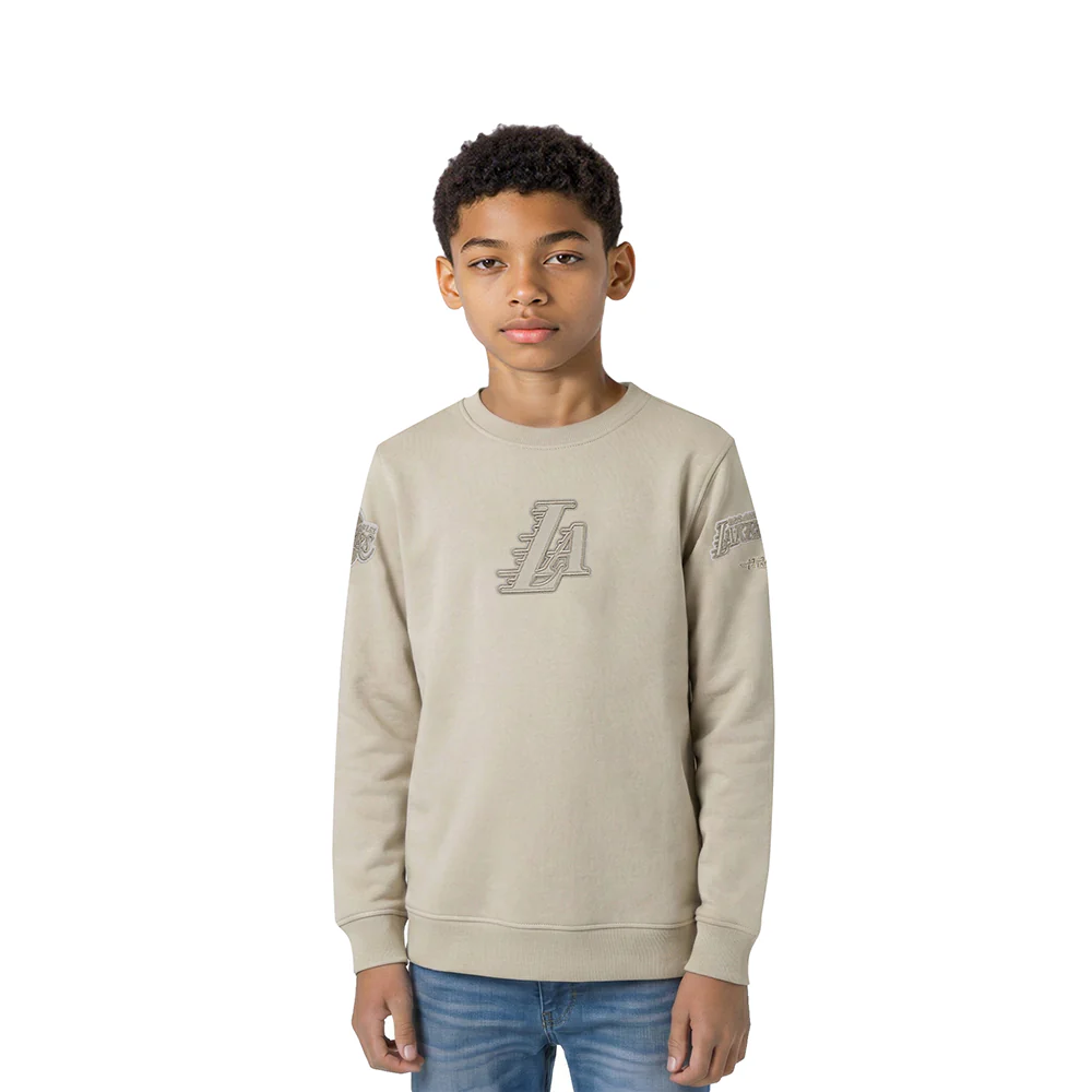 NBA LOS ANGELES LAKERS NEUTRAL LITTLE BOYS FLEECE CREWNECK (TAUPE)