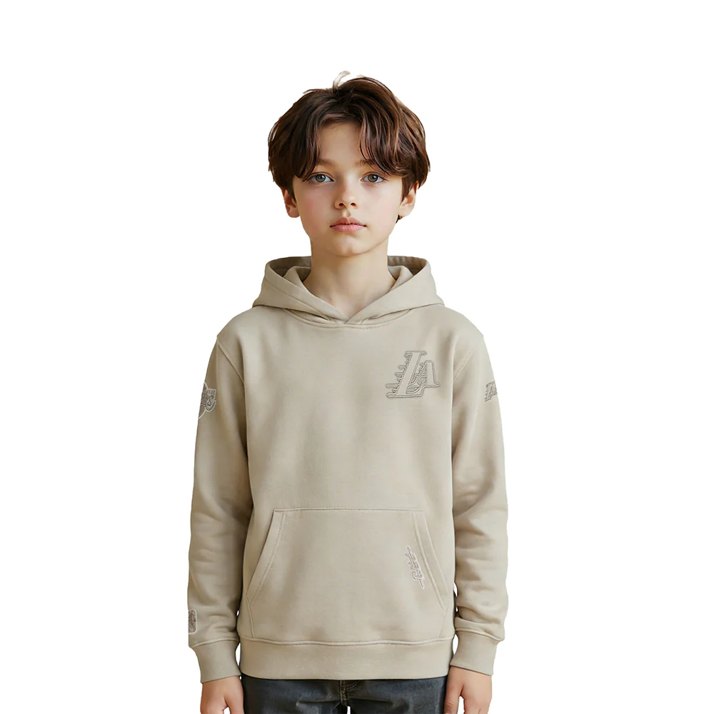 NBA LOS ANGELES LAKERS NEUTRAL LITTLE BOYS FLEECE PULLOVER HOODIE (TAUPE)