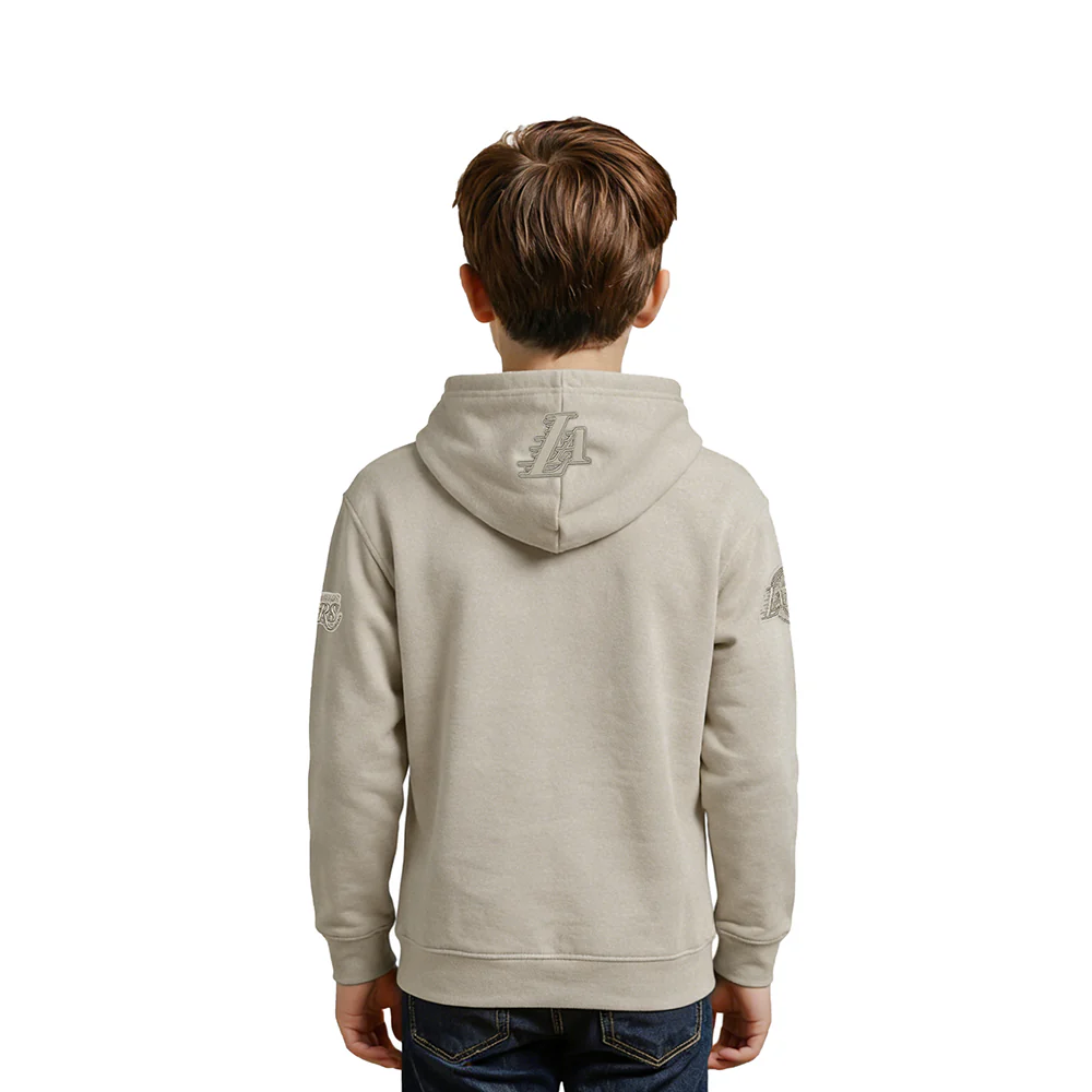 NBA LOS ANGELES LAKERS NEUTRAL LITTLE BOYS FLEECE PULLOVER HOODIE (TAUPE) - Image 2