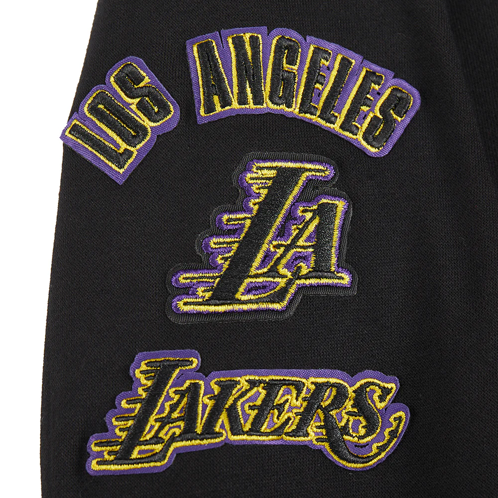 NBA LOS ANGELES LAKERS RETRO CLASSIC LITTLE BOYS RIB FLEECE PULLOVER HOODIE (BLACK/PURPLE) - Image 6