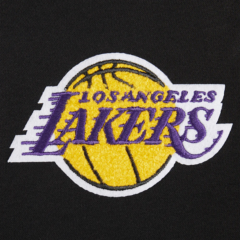 NBA LOS ANGELES LAKERS RETRO CLASSIC LITTLE BOYS RIB FLEECE PULLOVER HOODIE (BLACK/PURPLE) - Image 8