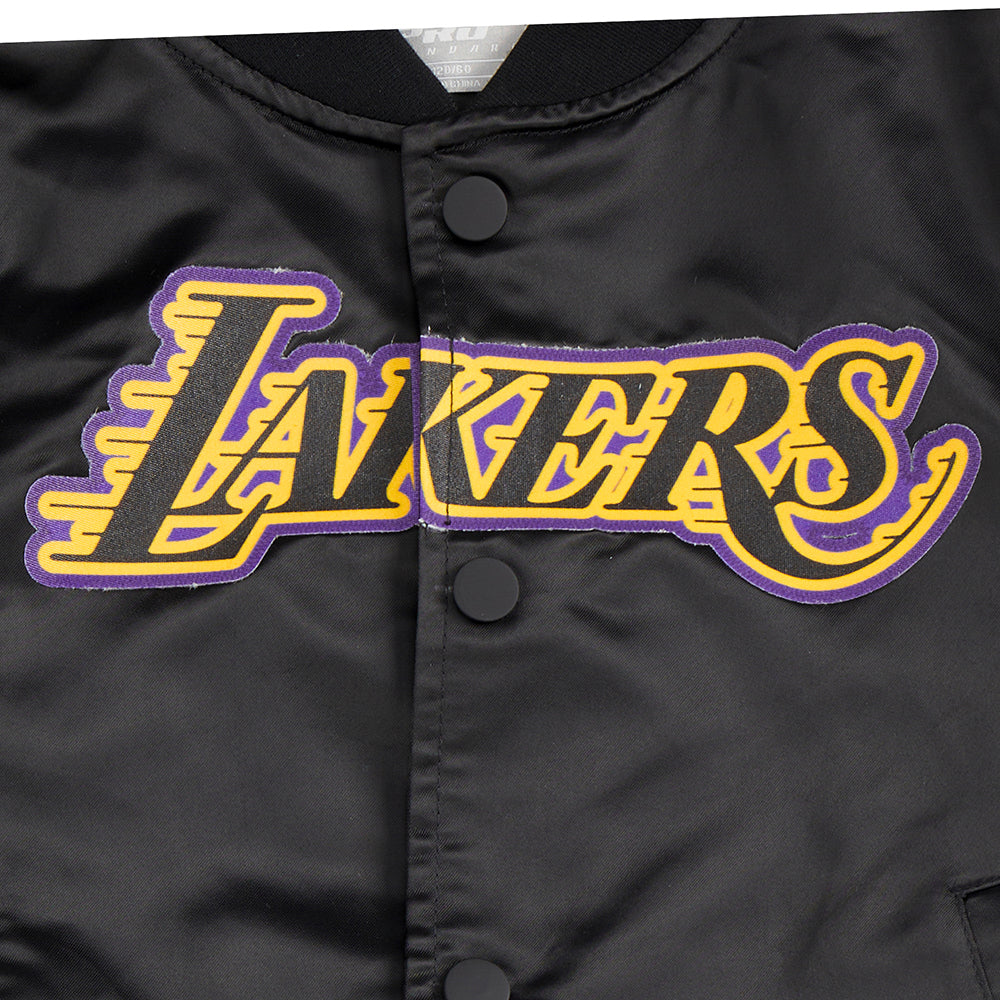 NBA LOS ANGELES LAKERS CLASSIC LITTLE BOYS SATIN JACKET (BLACK) - Image 5