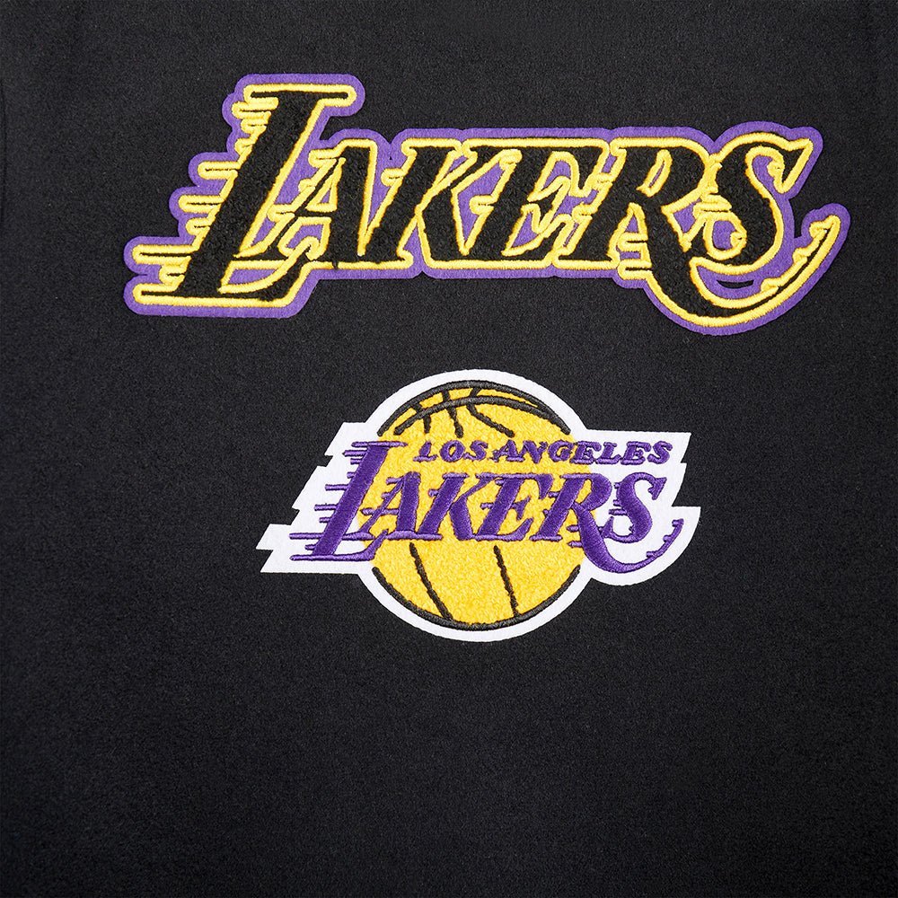 NBA LOS ANGELES LAKERS RETRO CLASSIC LITTLE BOYS RIB WOOL VARSITY JACKET (BLACK/PURPLE) - Image 11
