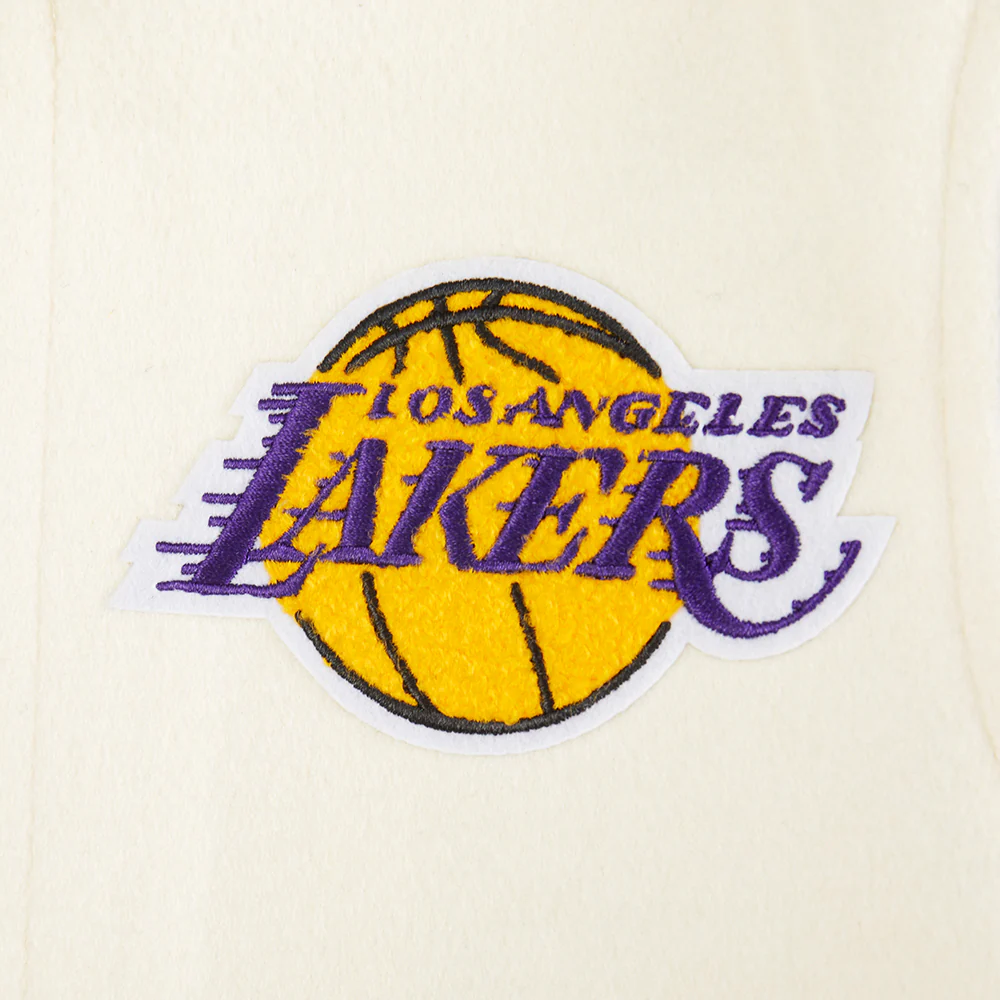 NBA LOS ANGELES LAKERS RETRO CLASSIC LITTLE BOYS RIB WOOL VARSITY JACKET (EGGSHELL/ PURPLE) - Image 5