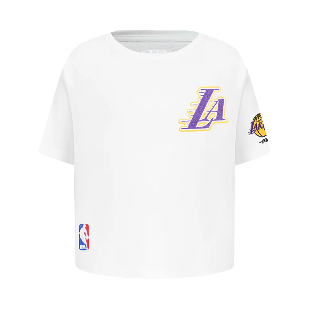 NBA LOS ANGELES LAKERS CLASSIC LITTLE GIRLS SS BOXY TEE (WHITE)