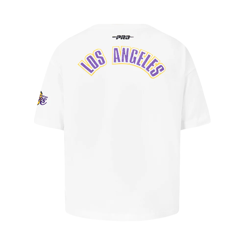 NBA LOS ANGELES LAKERS CLASSIC LITTLE GIRLS SS BOXY TEE (WHITE) - Image 3