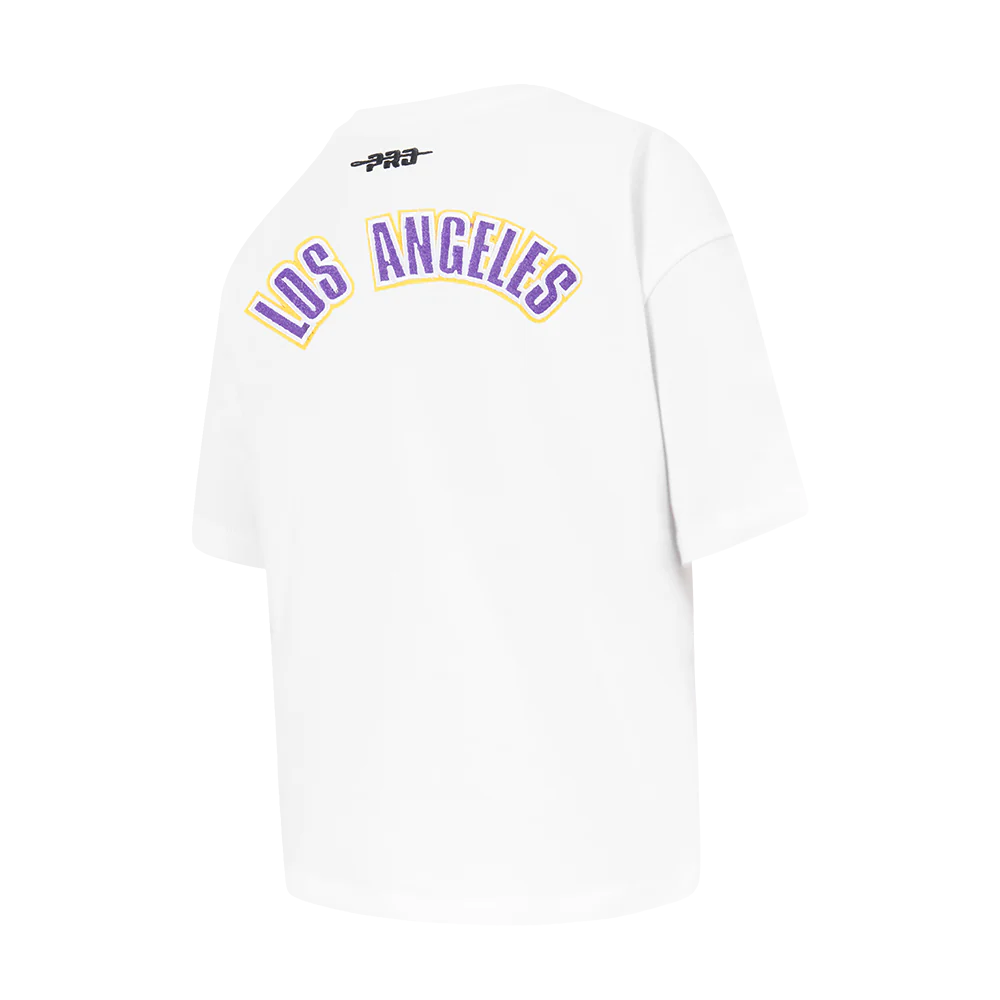 NBA LOS ANGELES LAKERS CLASSIC LITTLE GIRLS SS BOXY TEE (WHITE) - Image 4