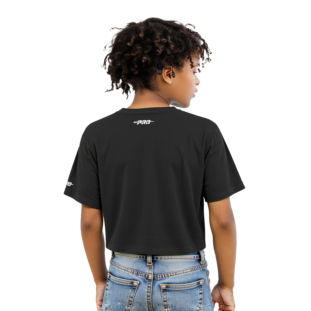 NBA LOS ANGELES LAKERS RETRO CLASSIC LITTLE GIRLS SHORT SLEEVE BOXY TEE (BLACK) - Image 2