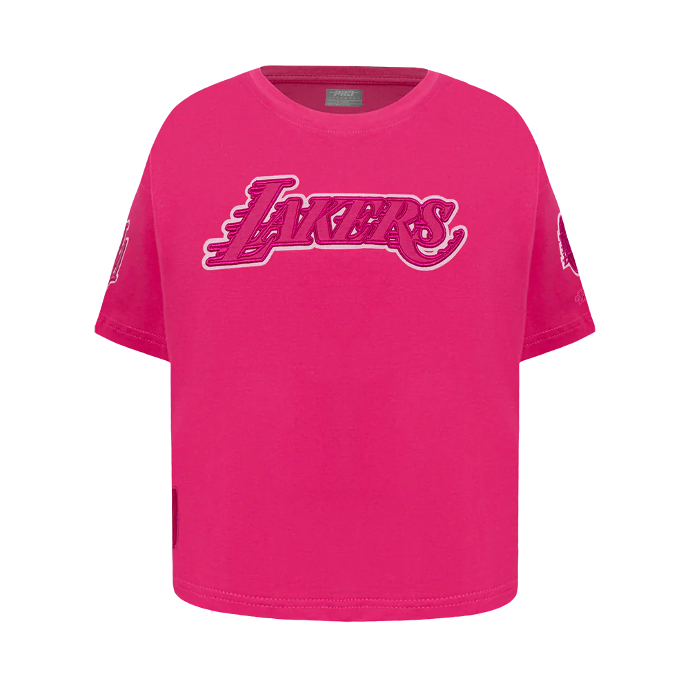 NBA LOS ANGELES LAKERS TRIPLE PINK LITTLE GIRLS SHORT SLEEVE BOXY TEE (BEETROOT PURPLE)