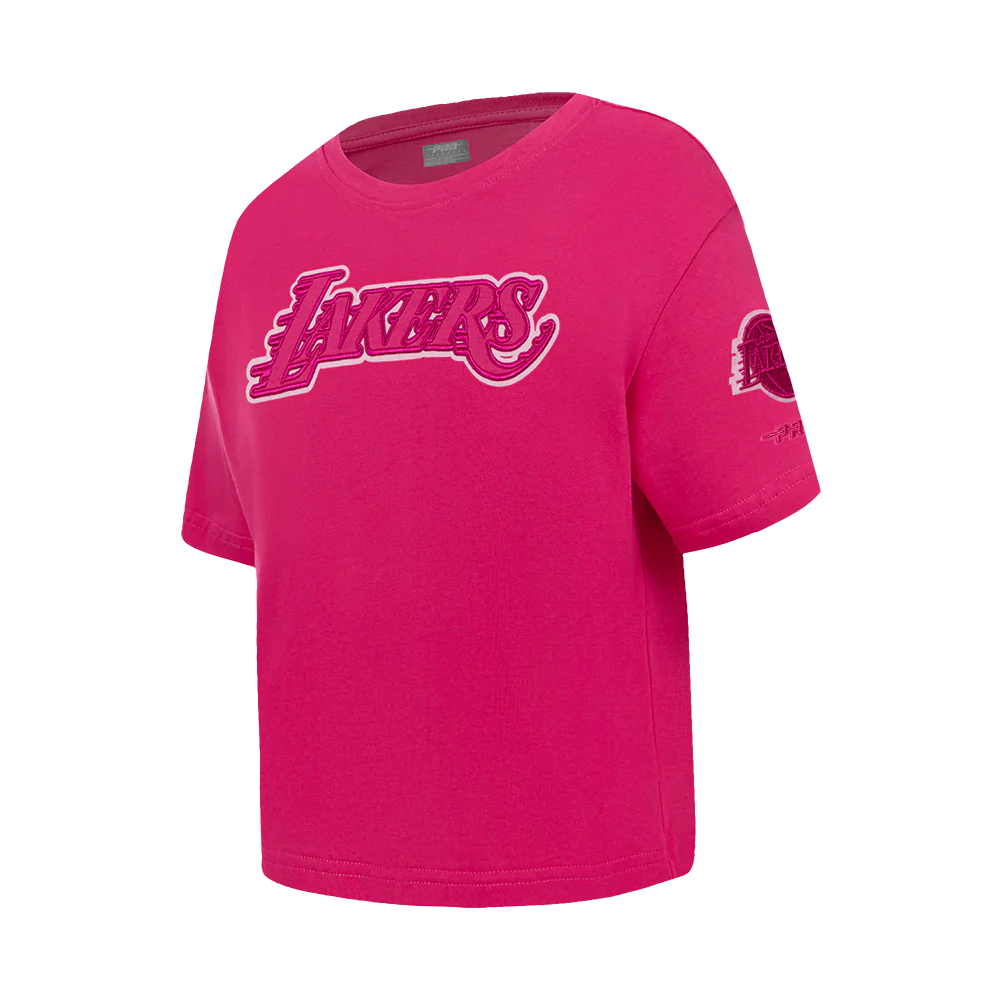 NBA LOS ANGELES LAKERS TRIPLE PINK LITTLE GIRLS SHORT SLEEVE BOXY TEE (BEETROOT PURPLE) - Image 2