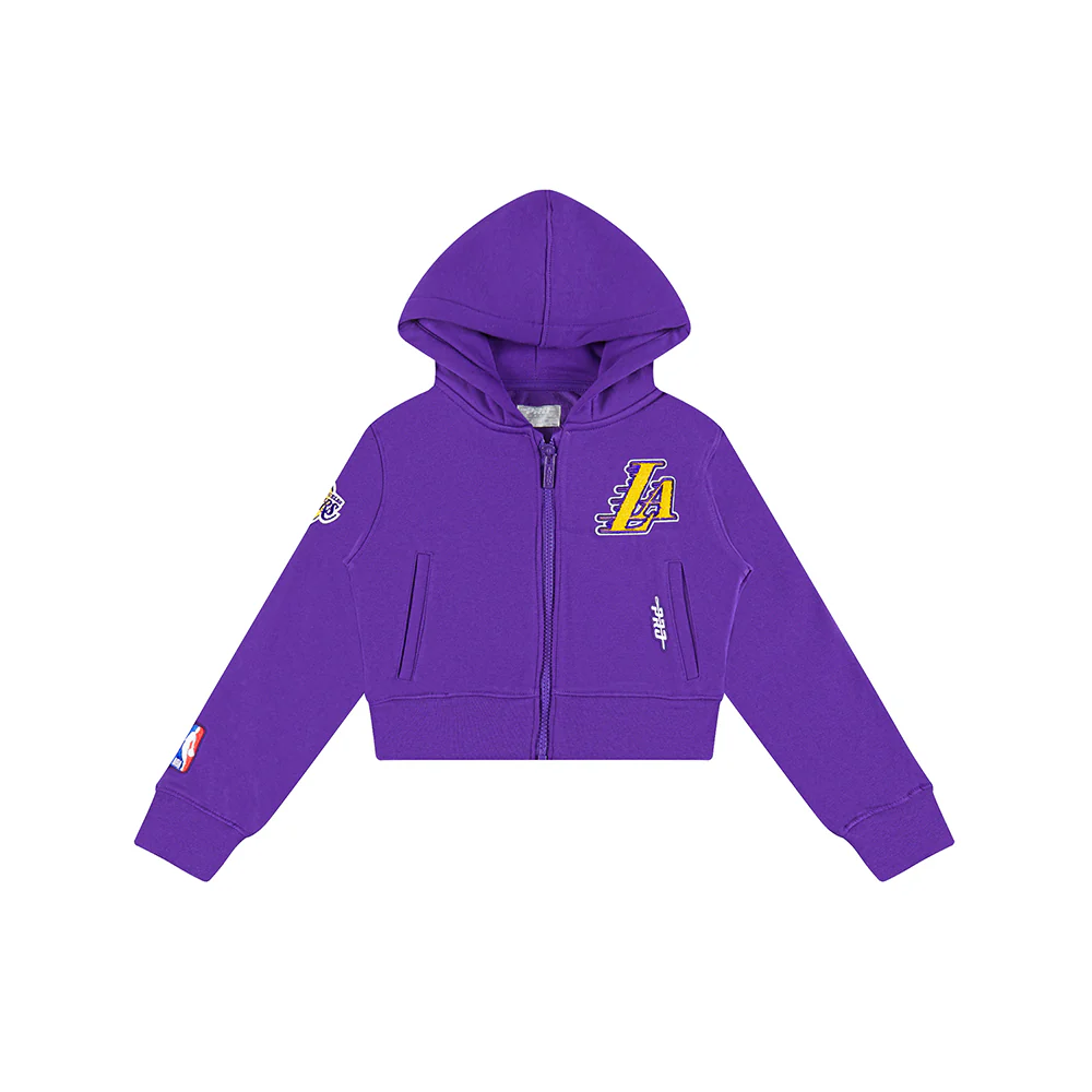 NBA LOS ANGELES LAKERS CLASSIC LITTLE GIRLS  FLEECE FULL ZIP HOODIE (PURPLE) - Image 3