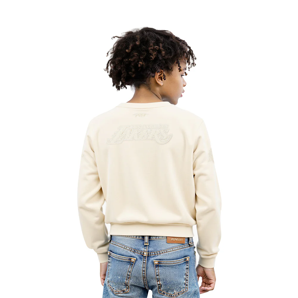 NBA LOS ANGELES LAKERS NEUTRAL LITTLE GIRLS FLEECE CREWNECK (EGGSHELL) - Image 2