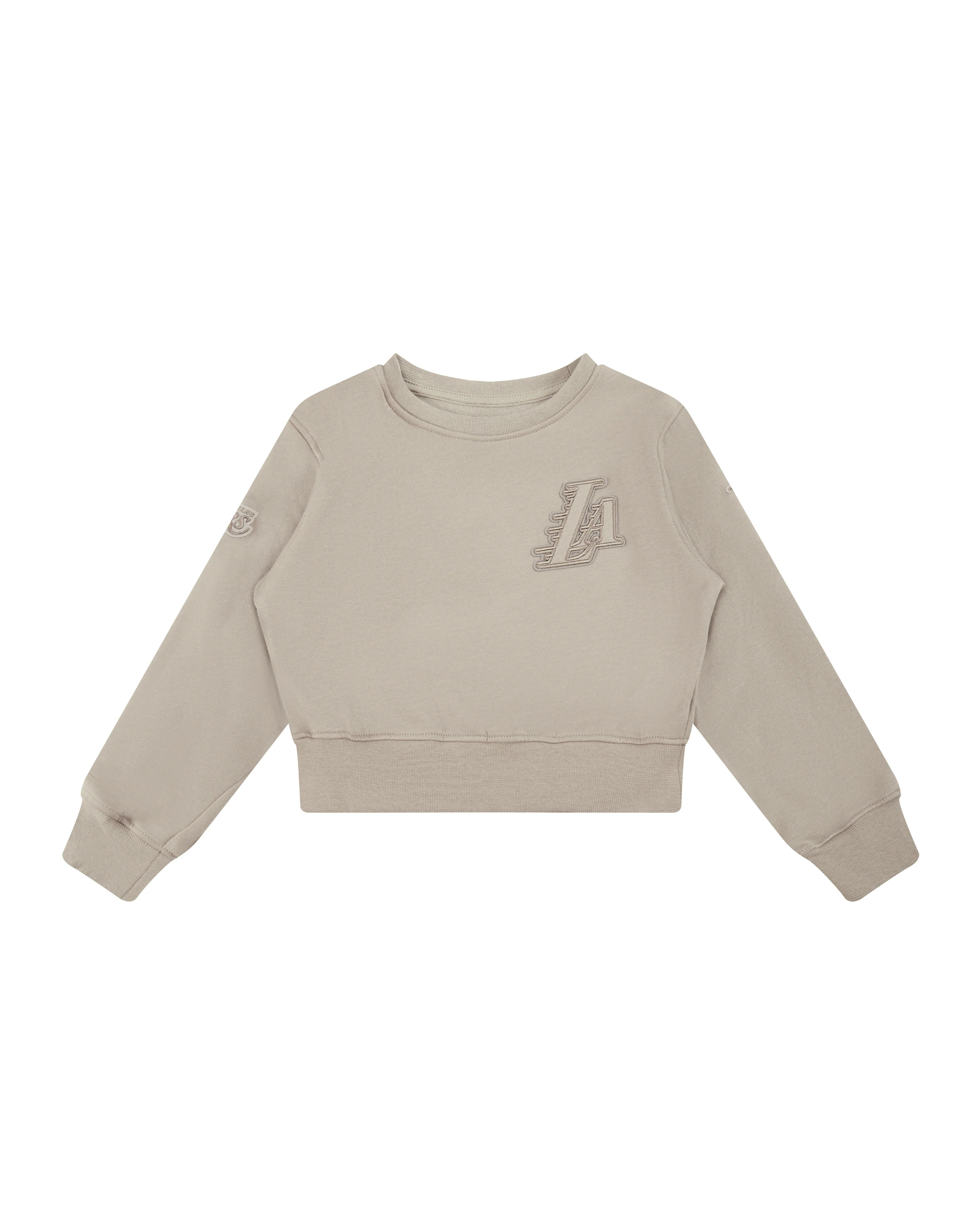 NBA LOS ANGELES LAKERS NEUTRAL LITTLE GIRLS FLEECE CREWNECK (TAUPE) - Image 3