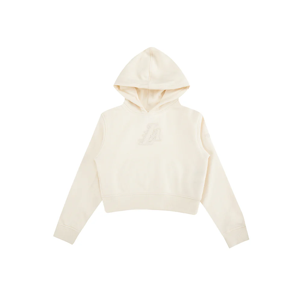 NBA LOS ANGELES LAKERS NEUTRAL LITTLE GIRLS FLEECE PULLOVER HOODIE (EGGSHELL) - Image 3