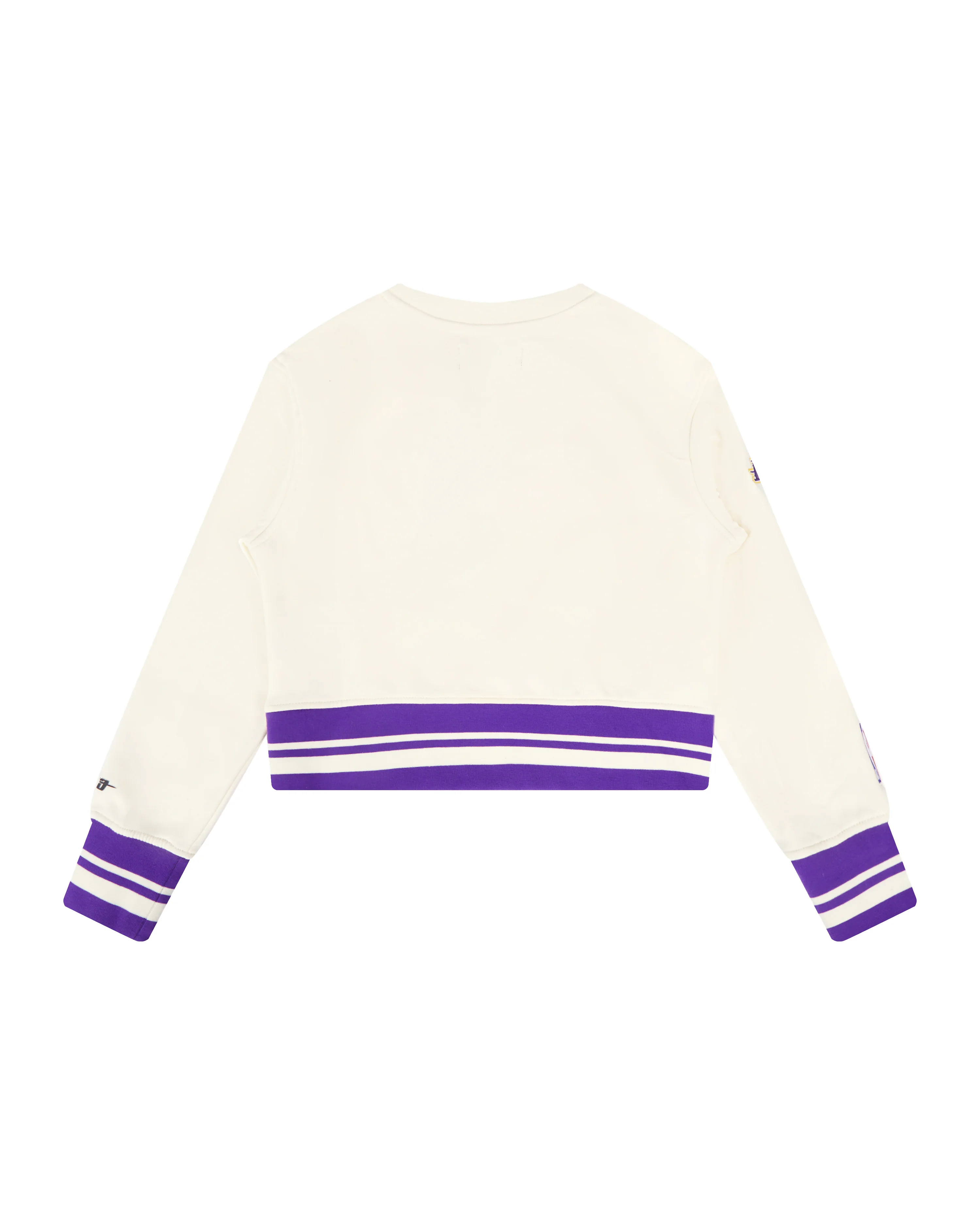 NBA LOS ANGELES LAKERS RETRO CLASSIC LITTLE GIRLS RIB FLEECE CREWNECK (EGGSHELL/ PURPLE) - Image 2