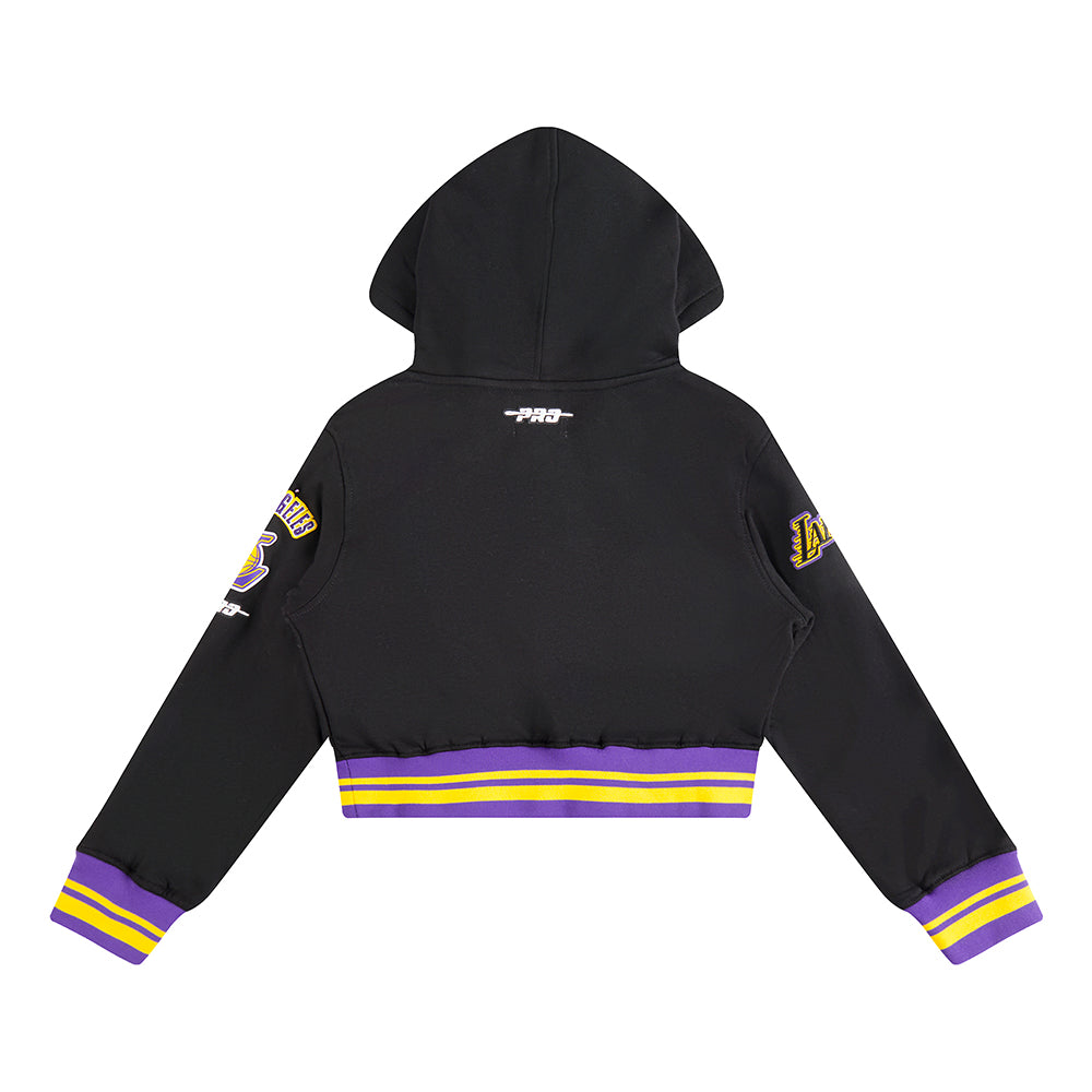 NBA LOS ANGELES LAKERS RETRO CLASSIC LITTLE GIRLS  RIB FLEECE PULLOVER HOODIE (BLACK/PURPLE) - Image 2