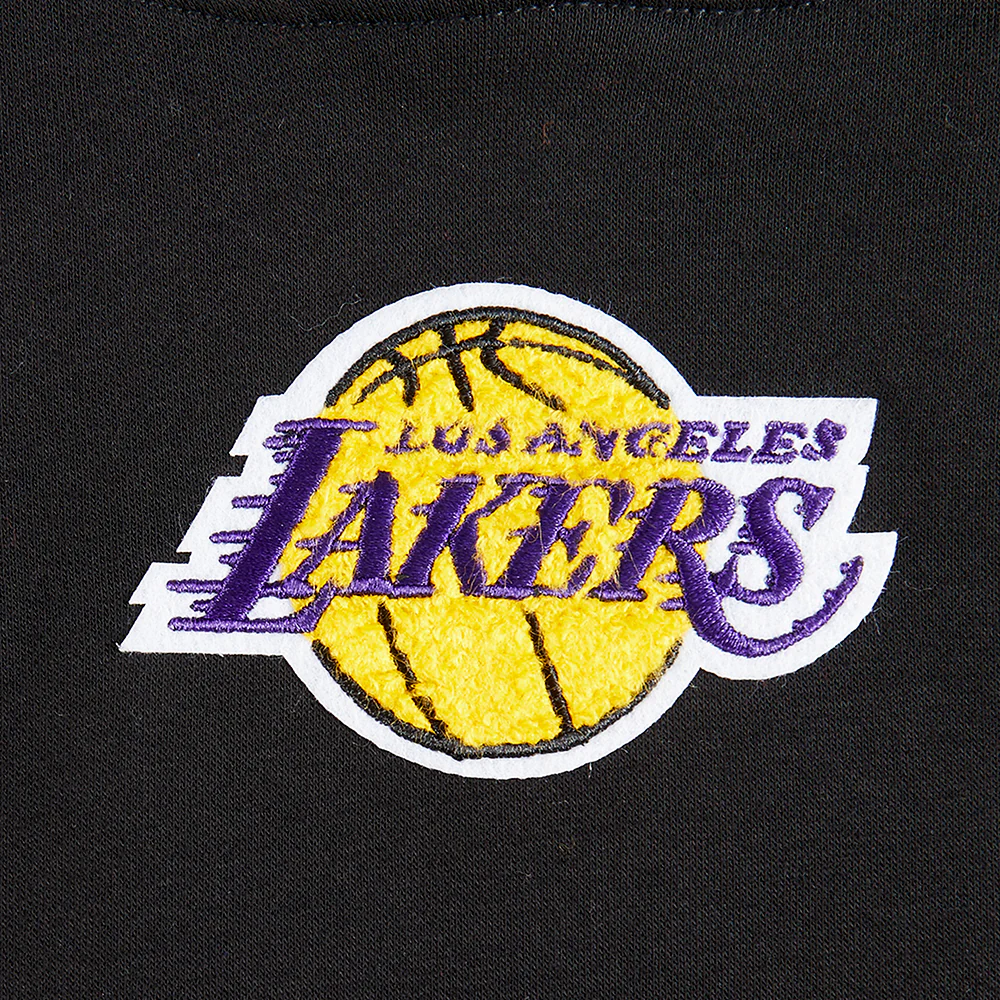NBA LOS ANGELES LAKERS RETRO CLASSIC LITTLE GIRLS  RIB FLEECE PULLOVER HOODIE (BLACK/PURPLE) - Image 3