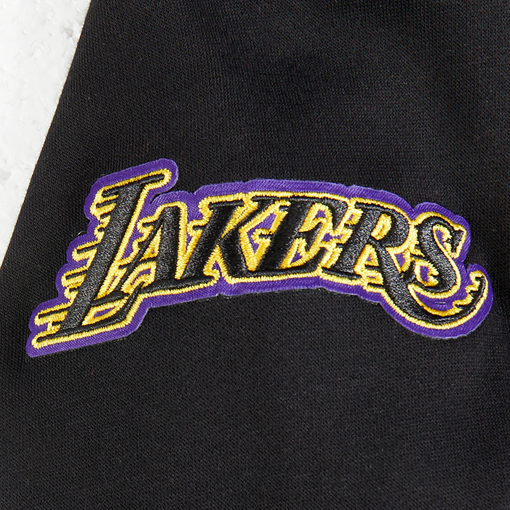 NBA LOS ANGELES LAKERS RETRO CLASSIC LITTLE GIRLS  RIB FLEECE PULLOVER HOODIE (BLACK/PURPLE) - Image 4
