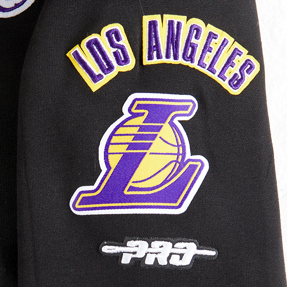 NBA LOS ANGELES LAKERS RETRO CLASSIC LITTLE GIRLS  RIB FLEECE PULLOVER HOODIE (BLACK/PURPLE) - Image 5