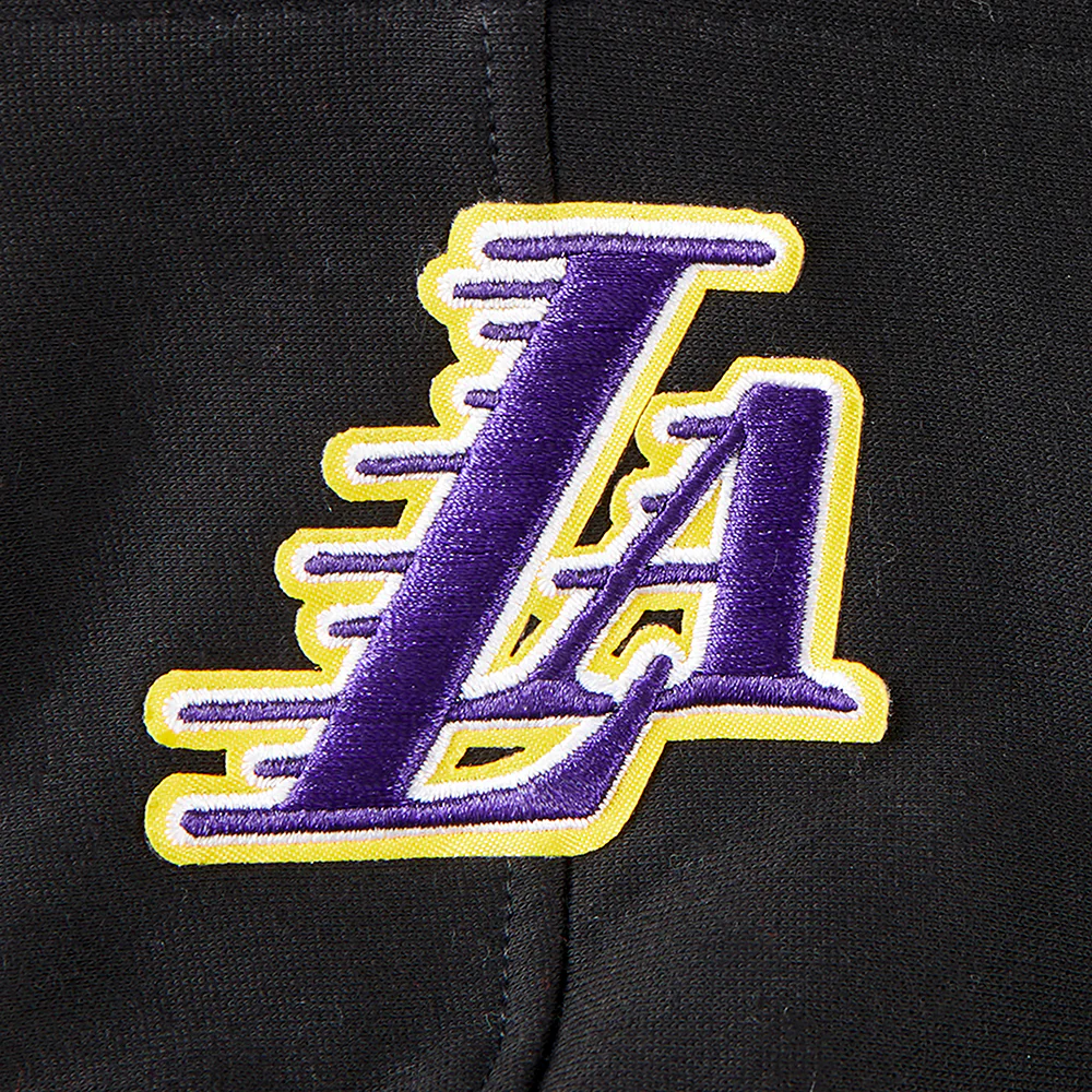 NBA LOS ANGELES LAKERS RETRO CLASSIC LITTLE GIRLS  RIB FLEECE PULLOVER HOODIE (BLACK/PURPLE) - Image 6