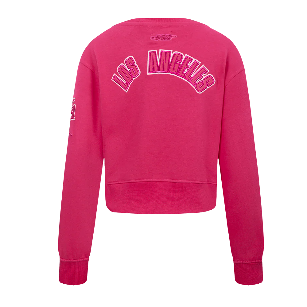 NBA LOS ANGELES LAKERS TRIPLE PINK LITTLE GIRLS FLEECE CREWNECK (BEETROOT PURPLE) - Image 3