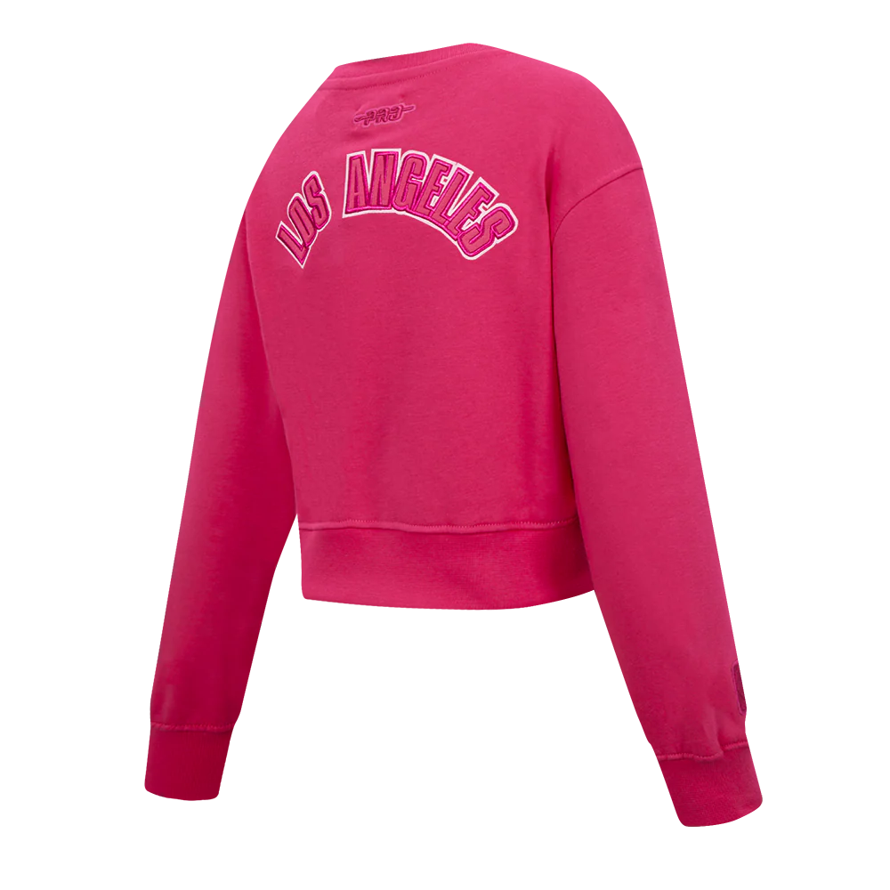 NBA LOS ANGELES LAKERS TRIPLE PINK LITTLE GIRLS FLEECE CREWNECK (BEETROOT PURPLE) - Image 4