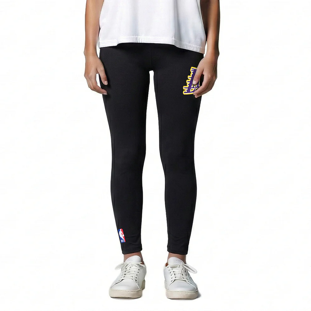 NBA LOS ANGELES LAKERS RETRO CLASSIC LITTLE GIRLS LEGGING (BLACK) - Image 2