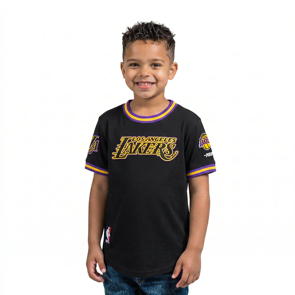 NBA LOS ANGELES LAKERS CLASSIC TODDLER BOYS SHORT SLEEVE STRIPED RIB TEE (BLACK/PURPLE)