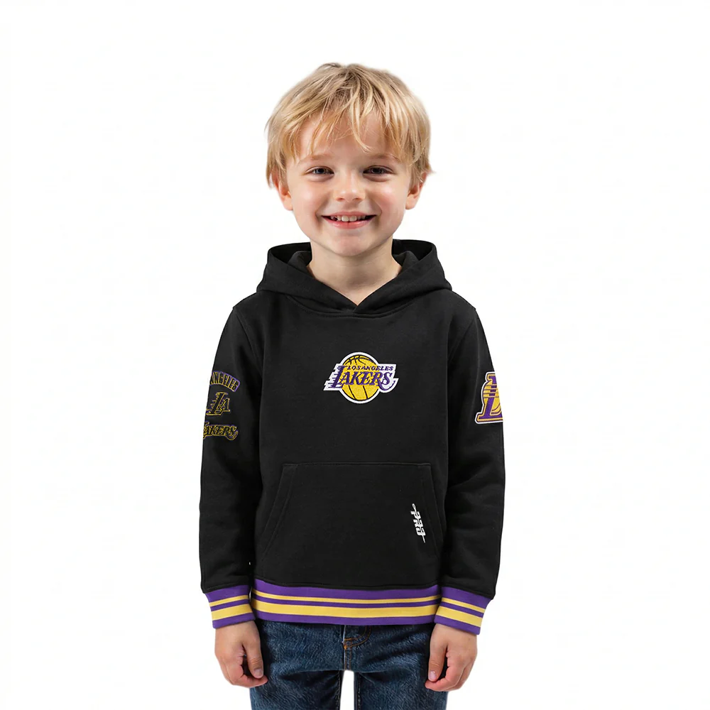 NBA LOS ANGELES LAKERS RETRO CLASSIC TODDLER BOYS RIB FLEECE PULLOVER HOODIE (BLACK/PURPLE)