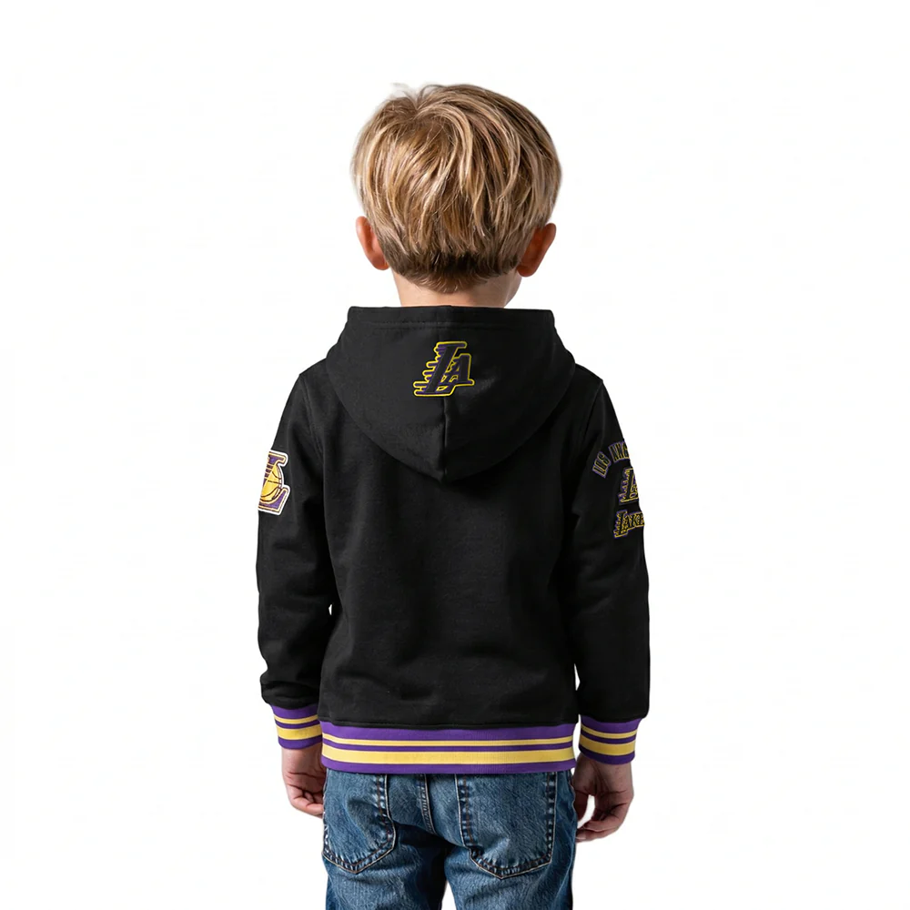 NBA LOS ANGELES LAKERS RETRO CLASSIC TODDLER BOYS RIB FLEECE PULLOVER HOODIE (BLACK/PURPLE) - Image 2