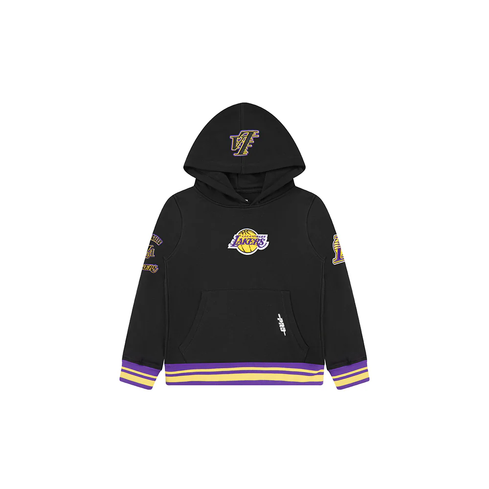 NBA LOS ANGELES LAKERS RETRO CLASSIC TODDLER BOYS RIB FLEECE PULLOVER HOODIE (BLACK/PURPLE) - Image 3