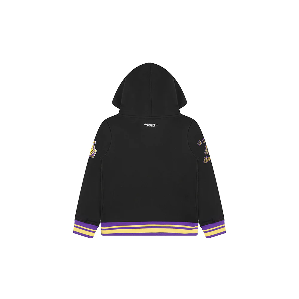 NBA LOS ANGELES LAKERS RETRO CLASSIC TODDLER BOYS RIB FLEECE PULLOVER HOODIE (BLACK/PURPLE) - Image 4