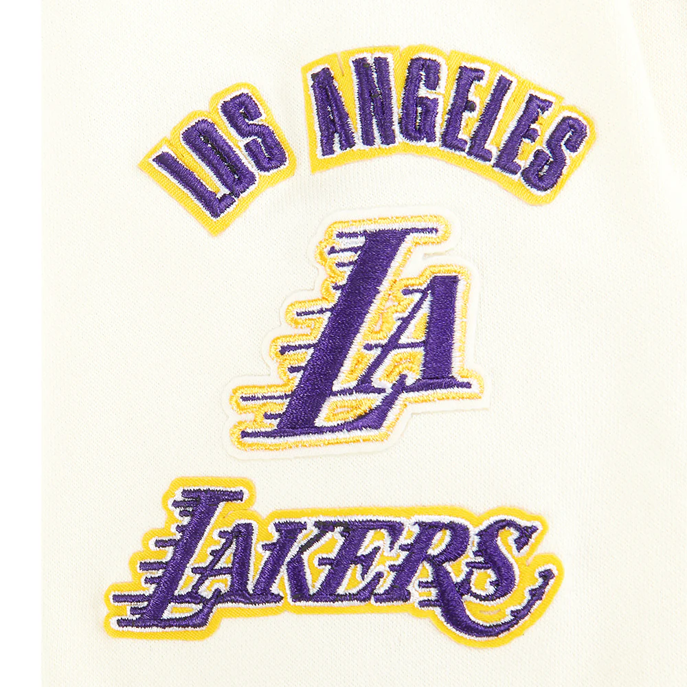 NBA LOS ANGELES LAKERS RETRO CLASSIC TODDLER BOYS RIB FLEECE PULLOVER HOODIE (EGGSHELL/ PURPLE) - Image 6