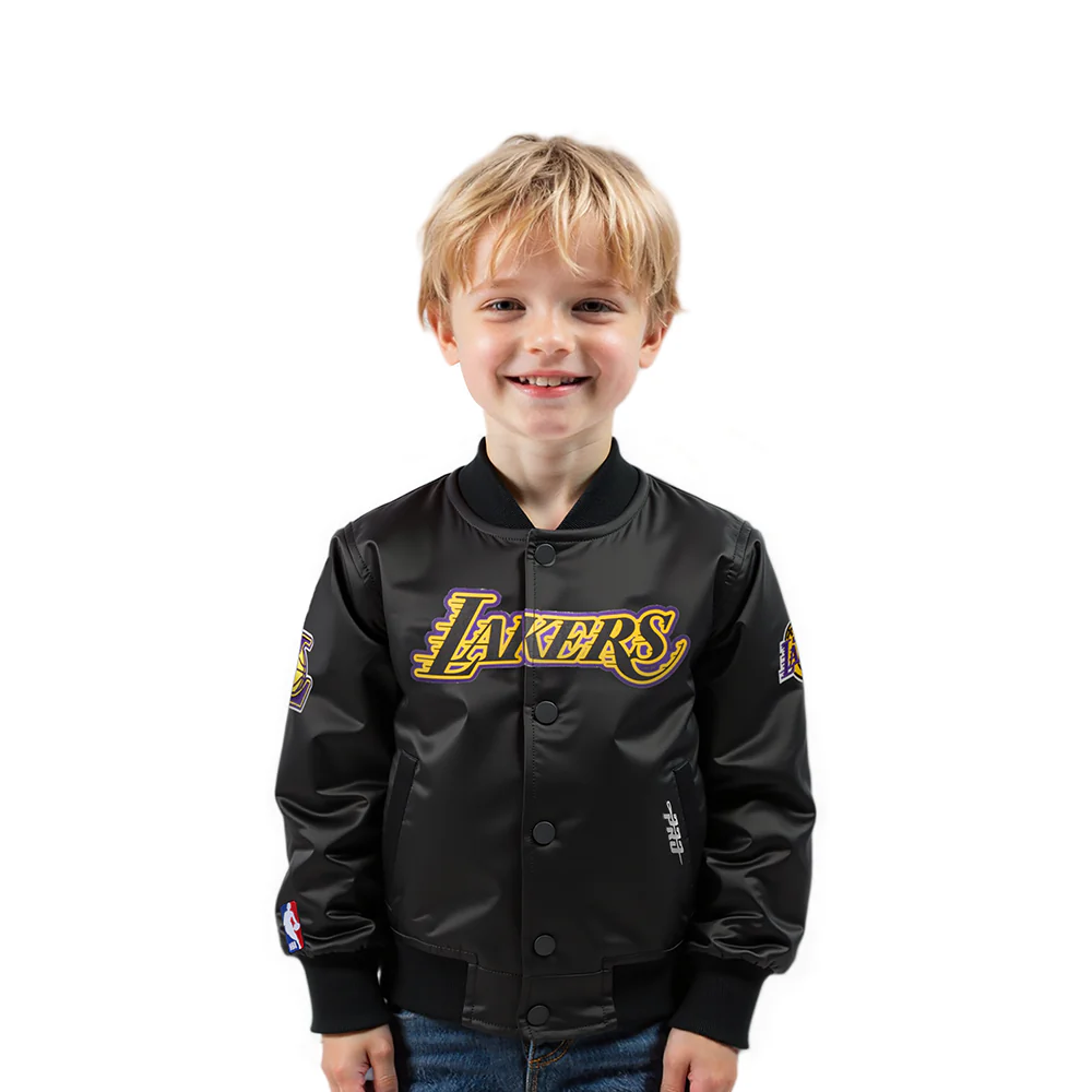 NBA LOS ANGELES LAKERS CLASSIC TODDLER BOYS SATIN JACKET (BLACK)