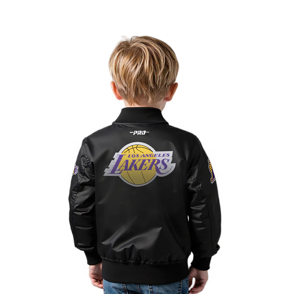 NBA LOS ANGELES LAKERS CLASSIC TODDLER BOYS SATIN JACKET (BLACK) - Image 2