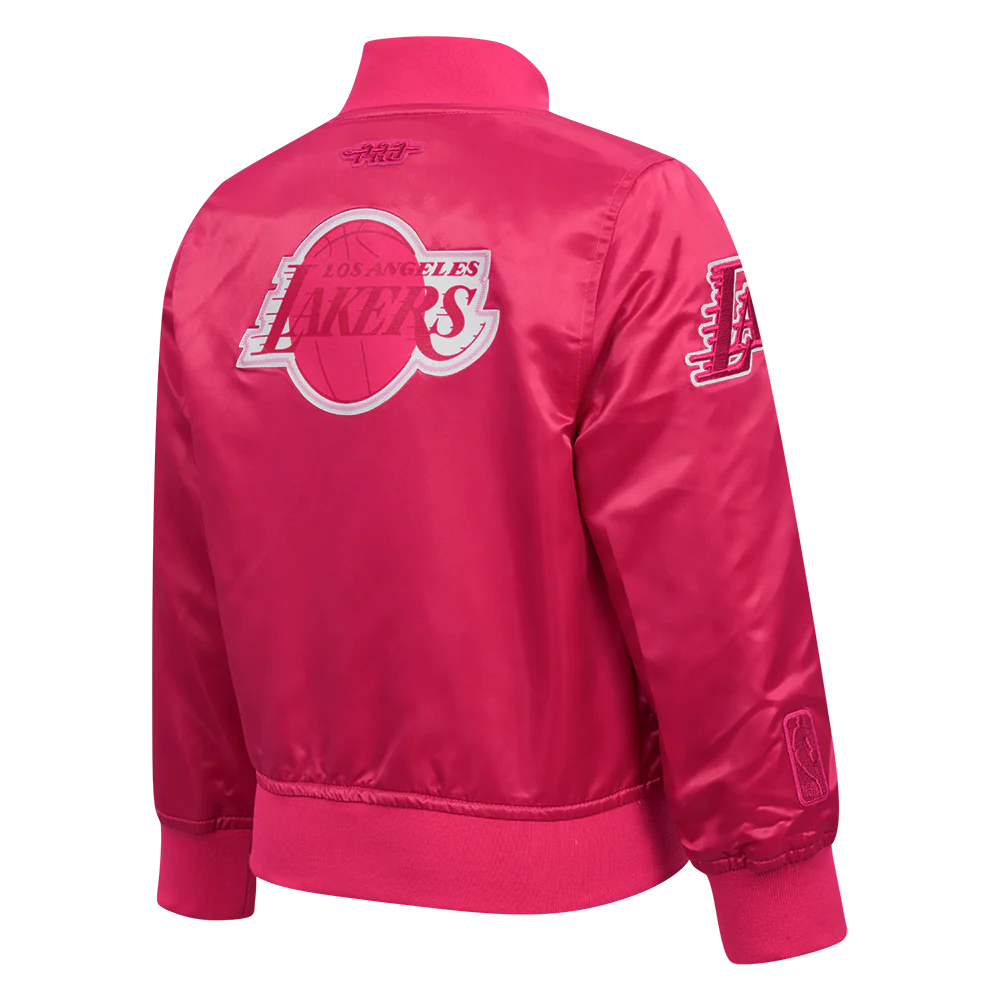 NBA LOS ANGELES LAKERS TRIPLE PINK TODDLER GIRLS  SATIN JACKET (BEETROOT PURPLE) - Image 4