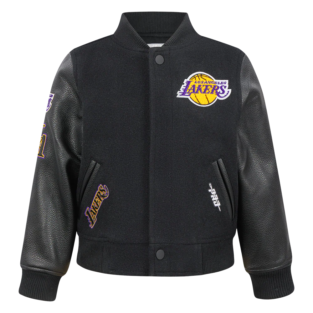 NBA LOS ANGELES LAKERS CLASSIC TODDLER BOYS WOOL VARSITY JACKET (JET BLACK)