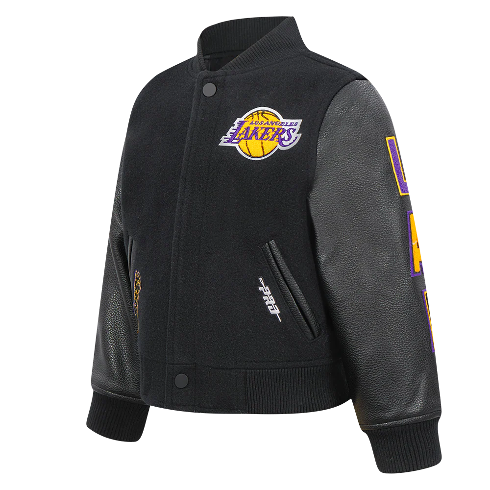 NBA LOS ANGELES LAKERS CLASSIC TODDLER BOYS WOOL VARSITY JACKET (JET BLACK) - Image 2
