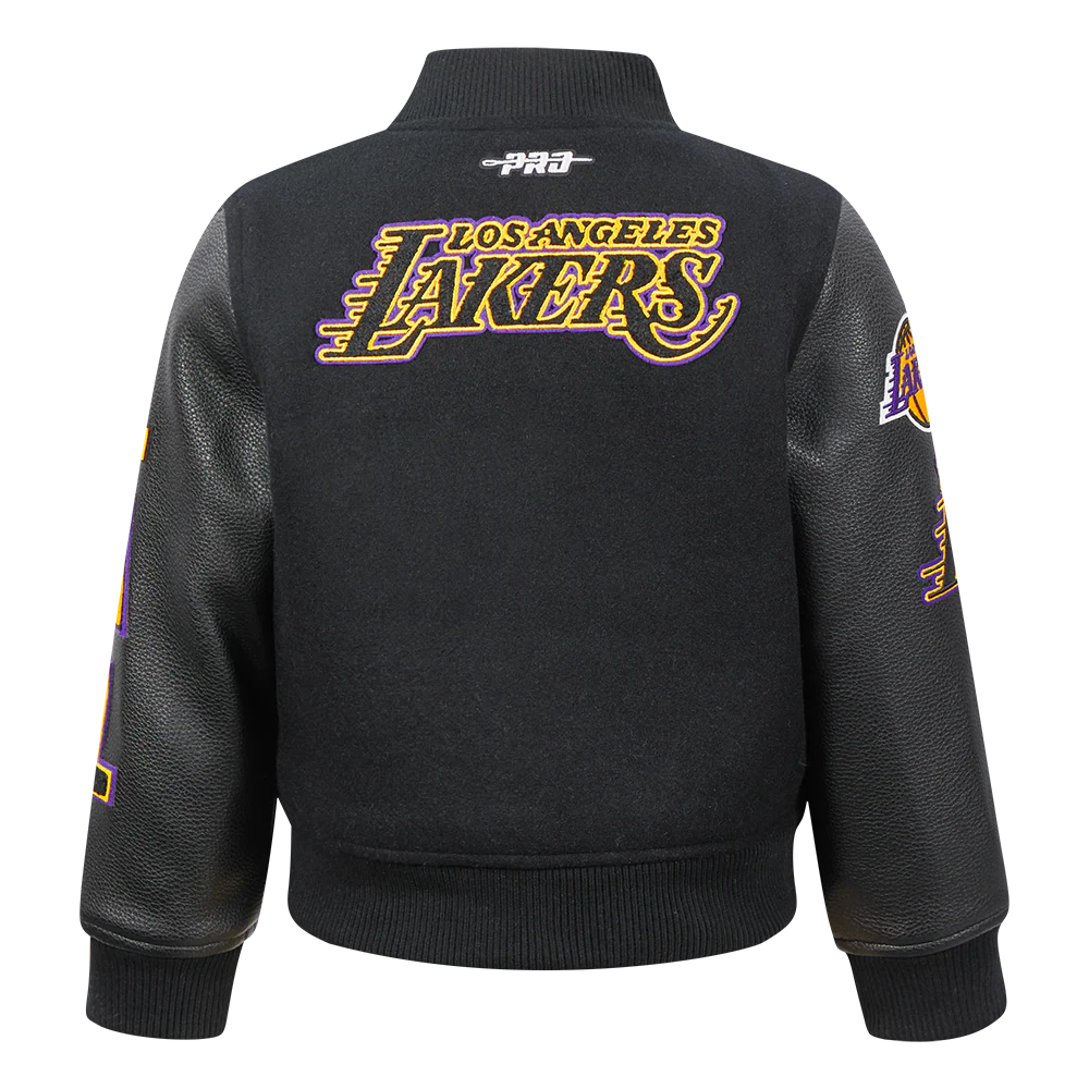 NBA LOS ANGELES LAKERS CLASSIC TODDLER BOYS WOOL VARSITY JACKET (JET BLACK) - Image 3