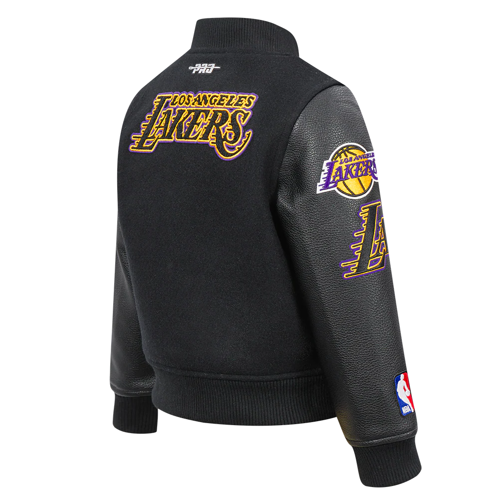 NBA LOS ANGELES LAKERS CLASSIC TODDLER BOYS WOOL VARSITY JACKET (JET BLACK) - Image 4