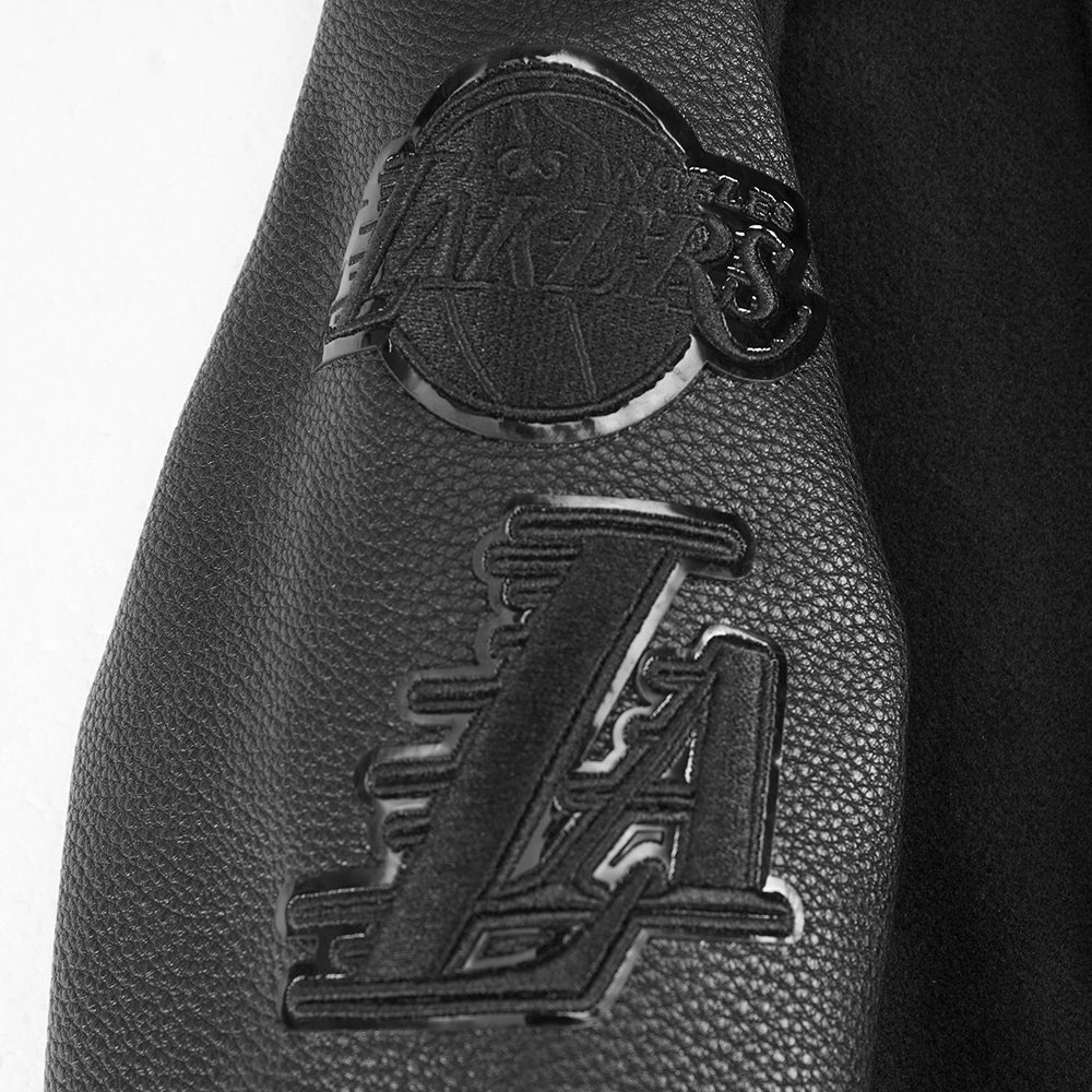 NBA LOS ANGELES LAKERS TRIPLE BLACK TODDLER BOYS WOOL VARSITY JACKET (JET BLACK) - Image 8
